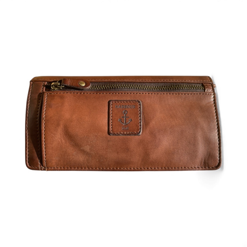 Brown Leather Clutch Wallet with Anchor Detail - Picture 2 of 14
